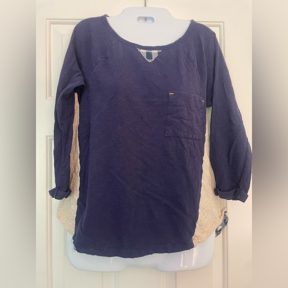 🩷 3/$18 Anthropologie little yellow button colorblock checkered 100% cotton fall